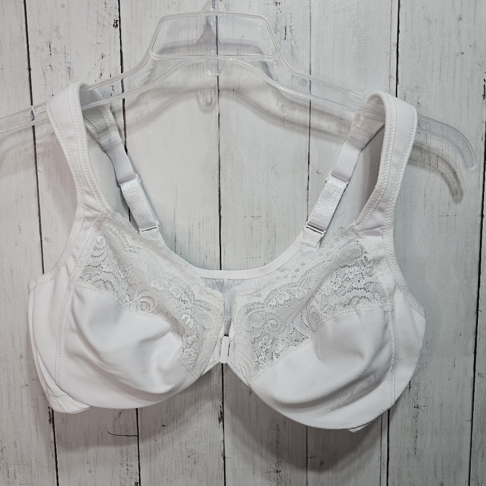 Glamorise Women's White Full Figure Wonderwire Front Close Bra #1245 Size 42B. - Picture 4 of 10